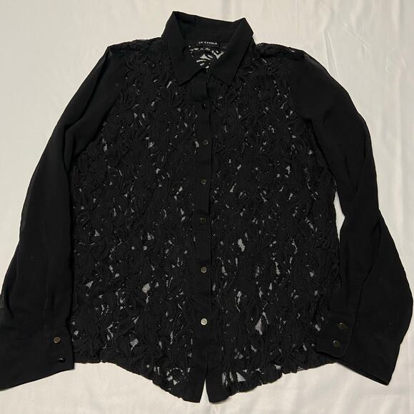 I.N. Studio Top Cover Up See Through Long Sleeve XL Black - Picture 2 of 7